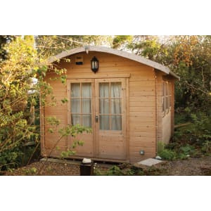 Image of Shire Kilburn 12 x 12ft Curved Roof Double Door Log Cabin with Assembly