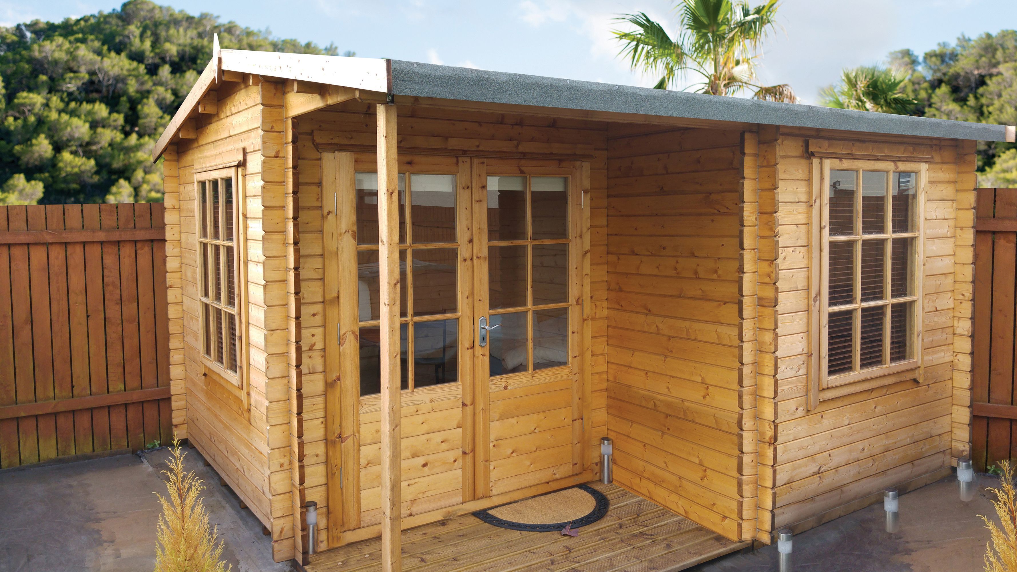 Shire Ringwood 12 x 13ft Double Door Log Cabin including Covered Porch with Assembly