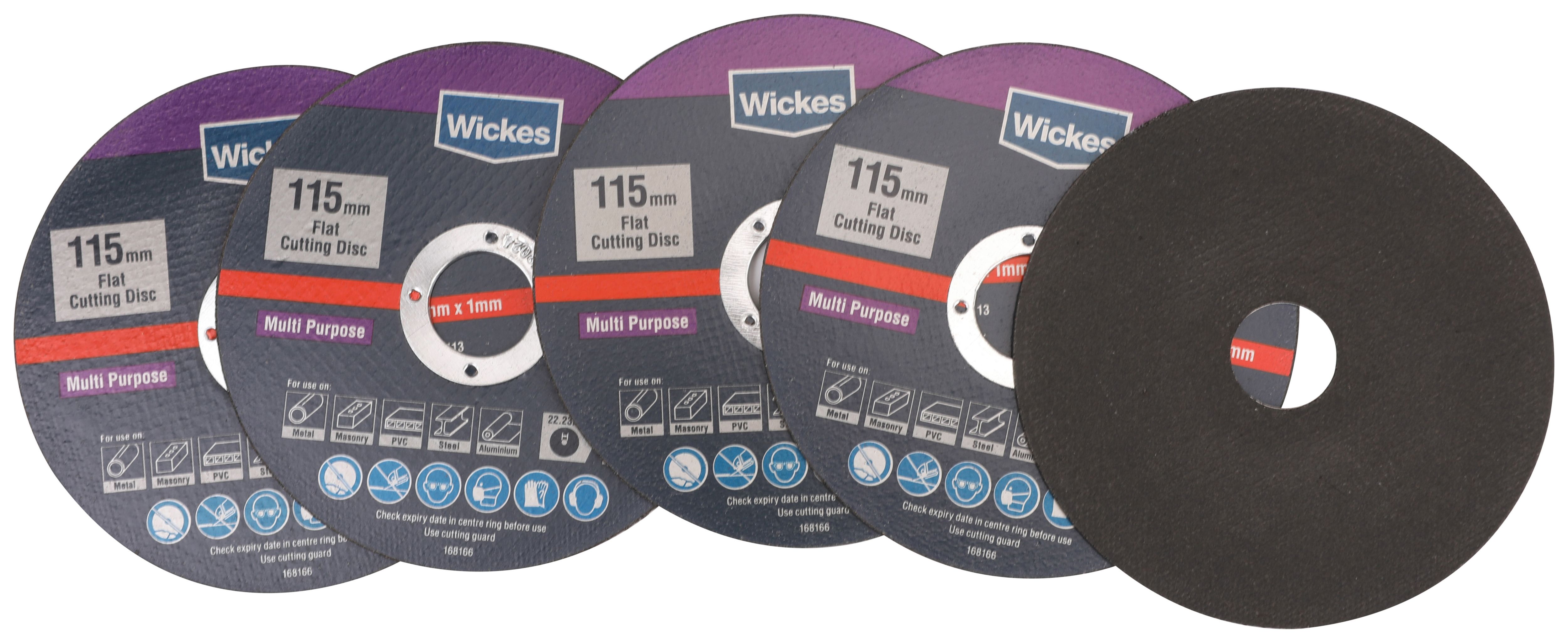 Wickes Multi-Purpose Flat Cutting Disc 115mm - Pack of 5