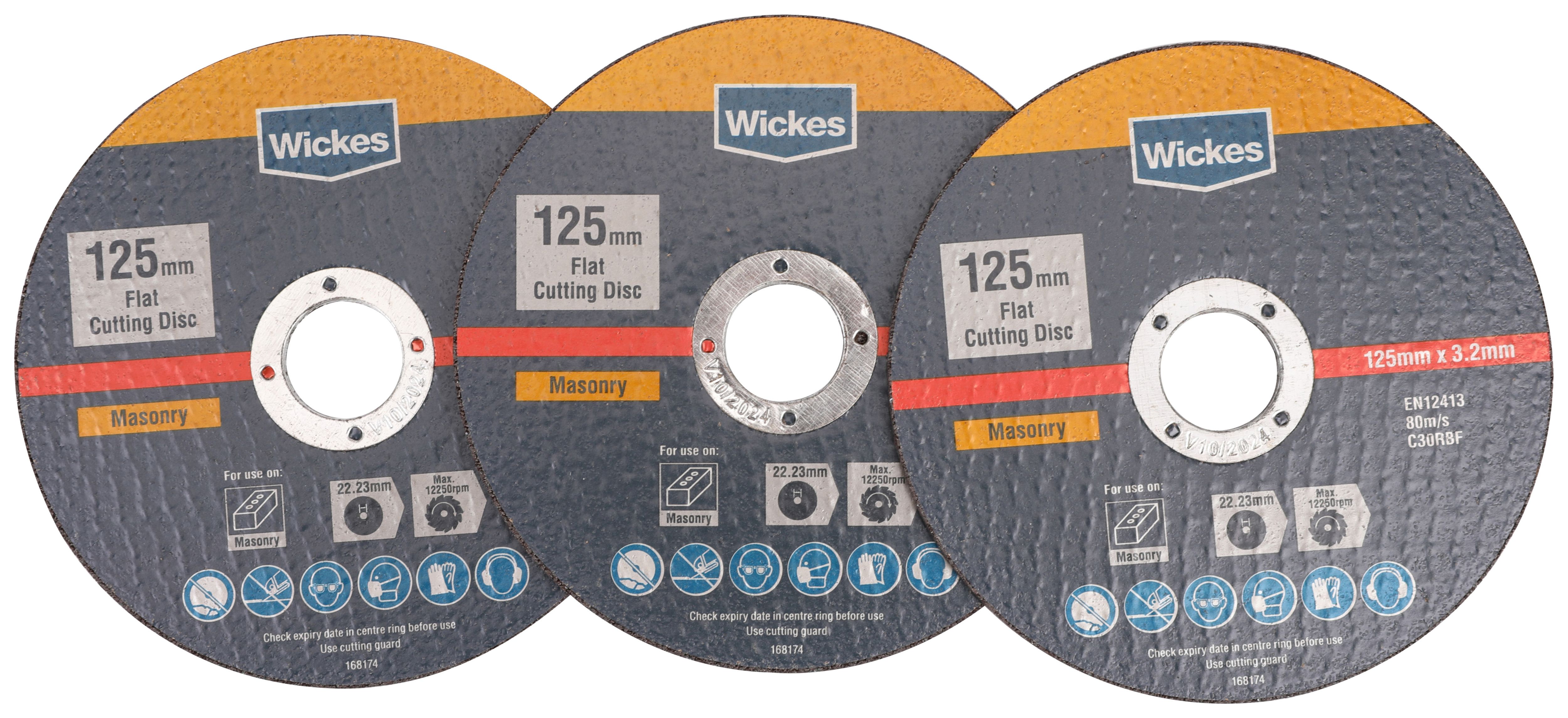 Wickes Masonry Flat Cutting Disc 125mm Pack of 3