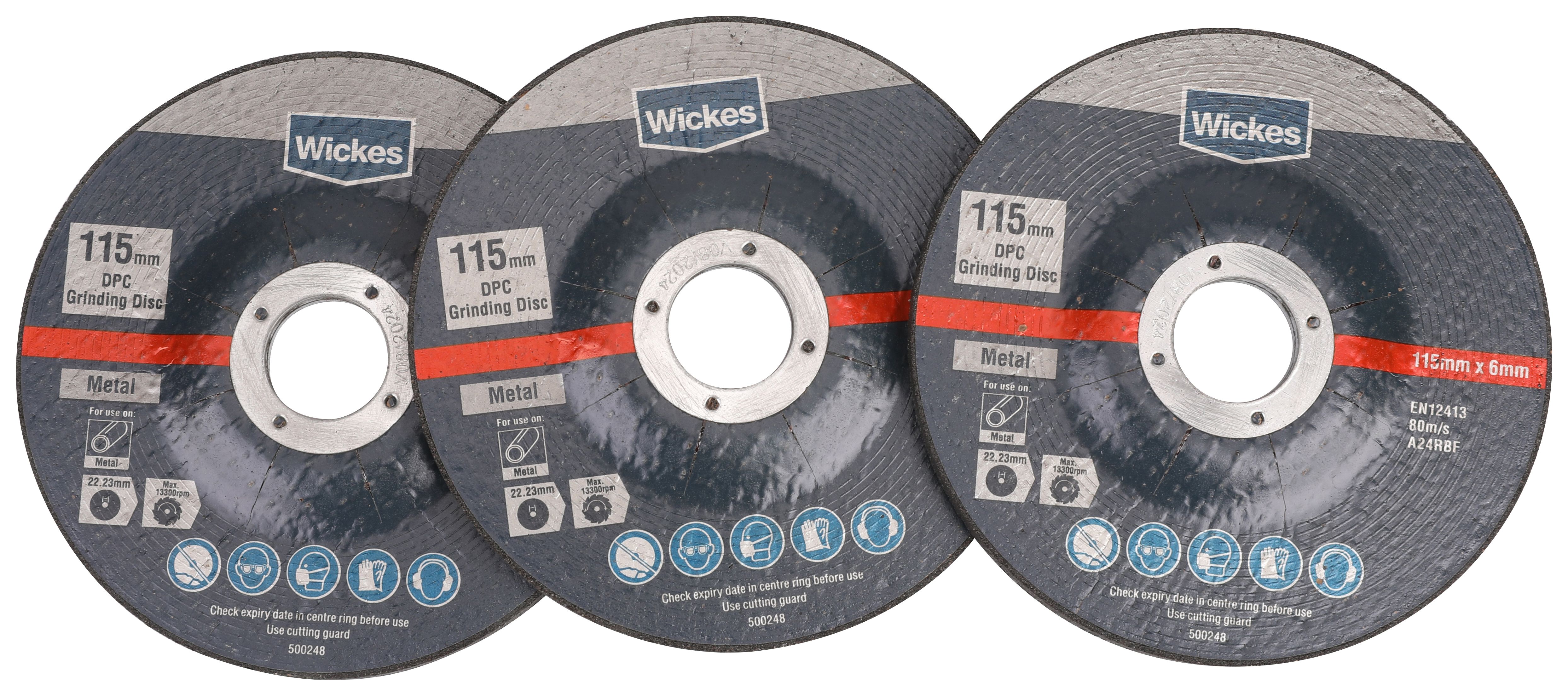 Wickes DPC Metal Grinding Disc 115mm - Pack of 3