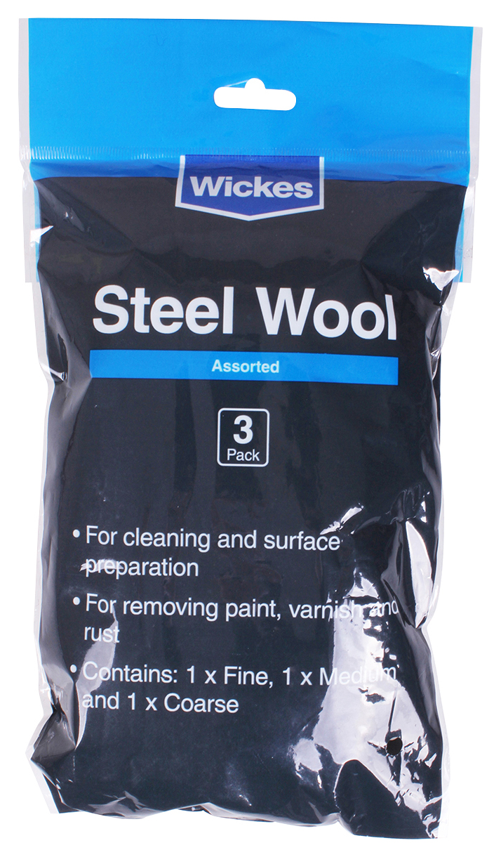 Image of Wickes Steel Wool Assorted - Pack of 3