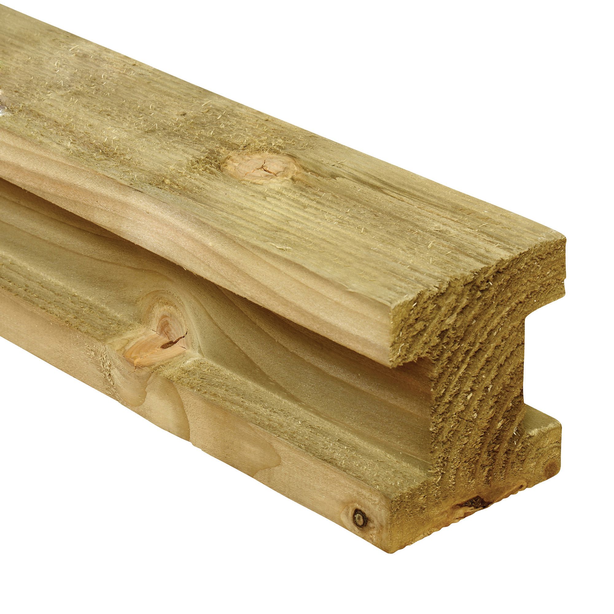 Image of Wickes H Shaped Slotted Timber Fence Post - 90 x 90mm x 2.4m