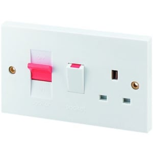 Wickes 45 Amp Cooker Control Socket - White