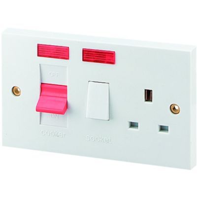 Image of Wickes Cooker Control Socket with Neon Indicator - White