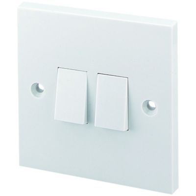 Image of Wickes 10 Amp 2 Gang 2 Way Light Switch - White