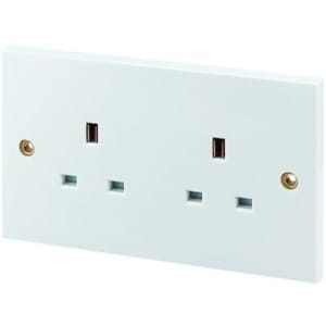 Wickes 13 Amp Double Unswitched Plug Socket - White