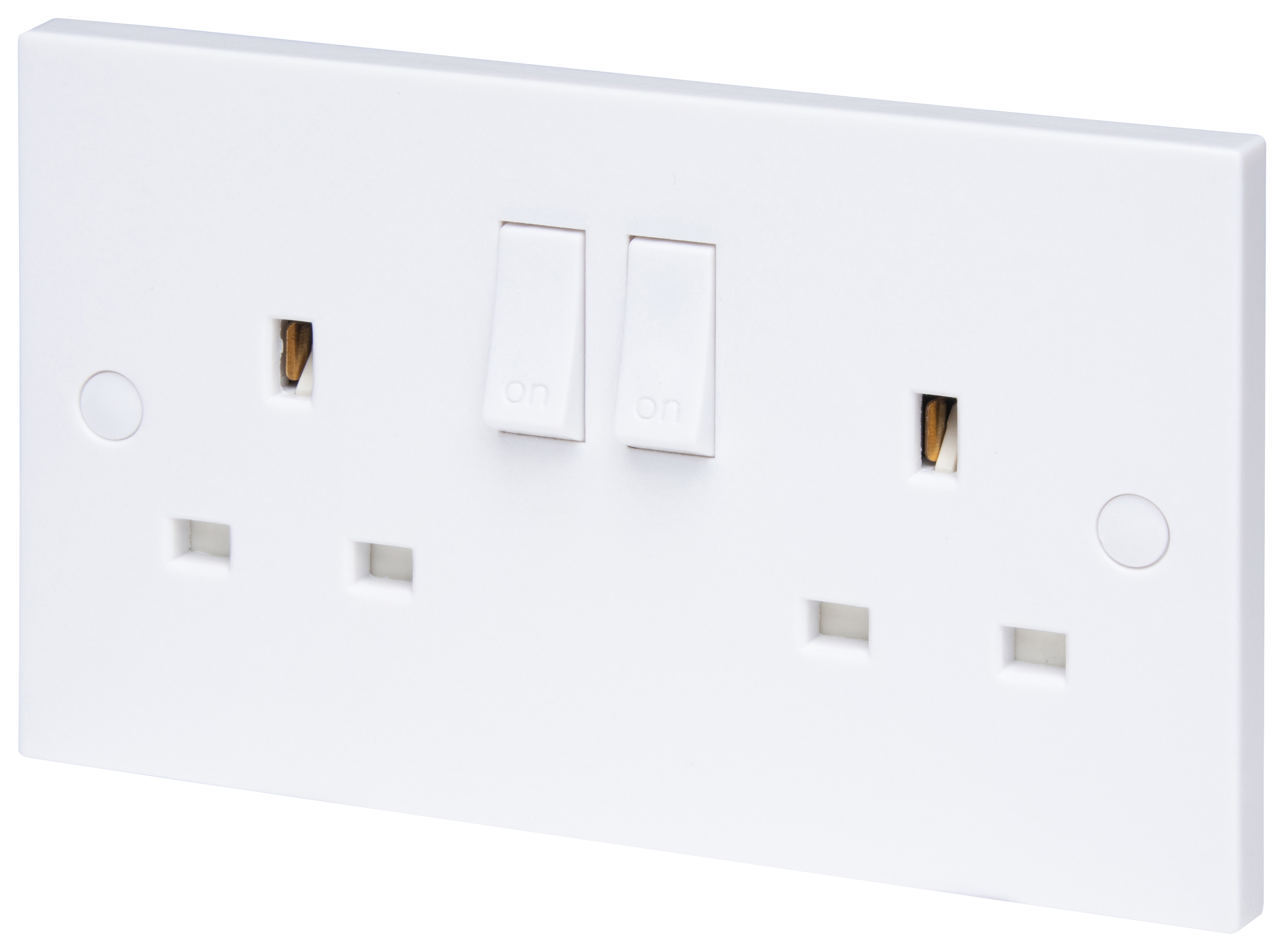 Wickes 13A Twin Switch Plug Socket - White