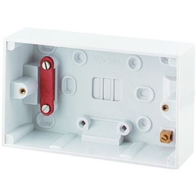 Wickes White 2 Gang Pattress Box for Cooker Control Units - 47mm