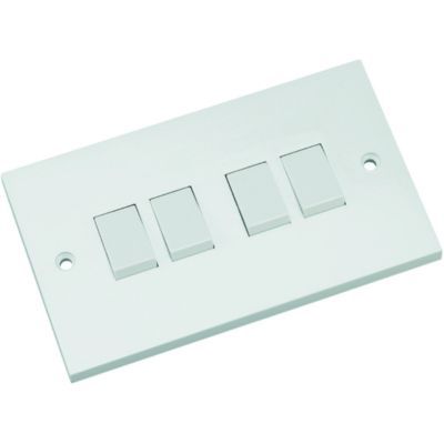 Wickes 10 Amp 4 Gang 2 Way Light Switch - White