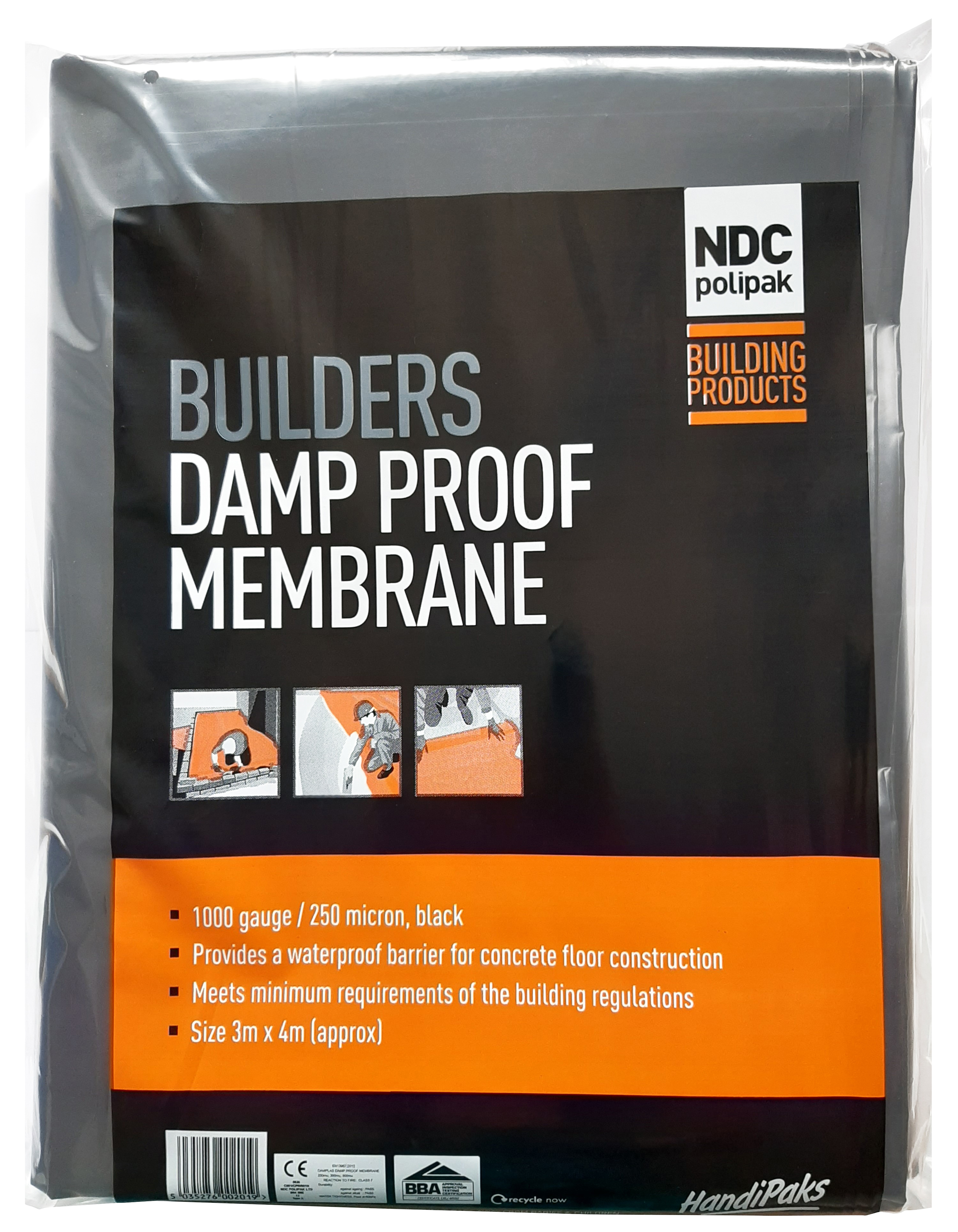 NDC 1000 Gauge Black Damp Proof Membrane - 4 X 3m