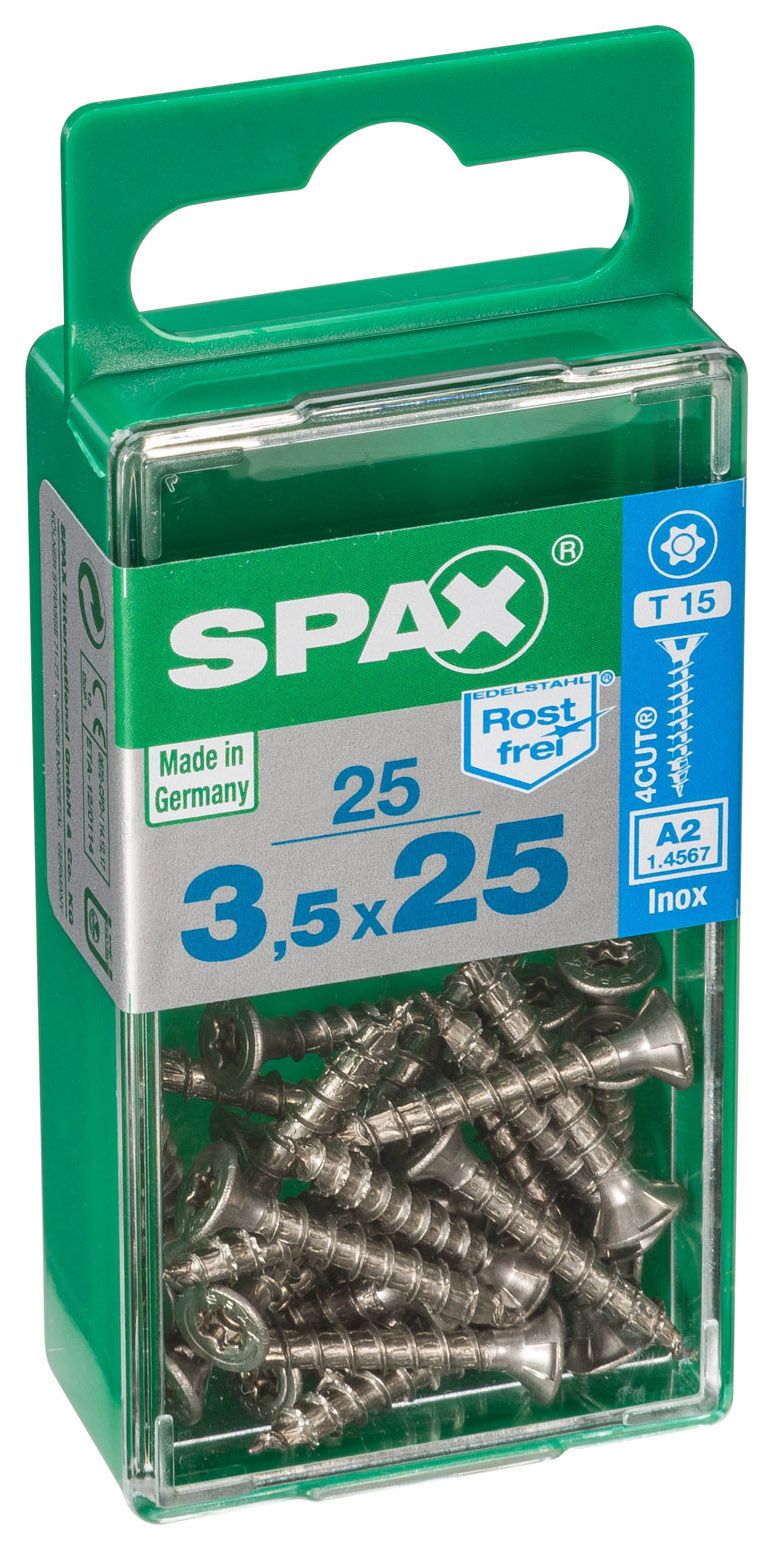 Spax TX Countersunk Stainless Steel Screws - 3.5 x 25mm Pack of 25