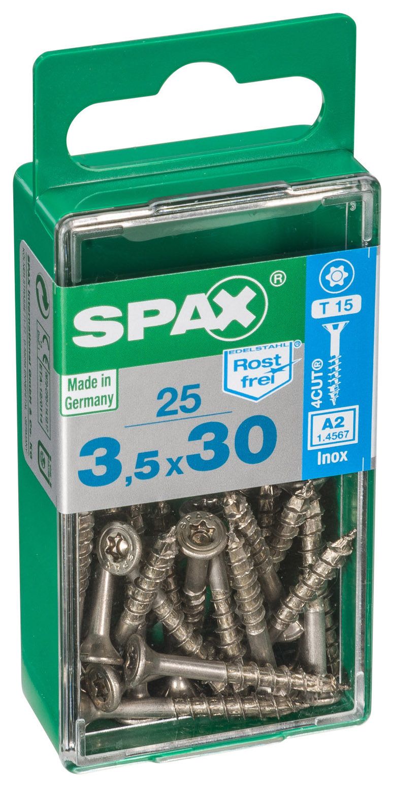 Image of Spax Tx Countersunk Stainless Steel Screws - 3.5 X 30mm Pack Of 25