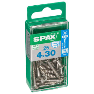 Spax Tx Countersunk Stainless Steel Screws - 4 X 30mm Pack Of 25