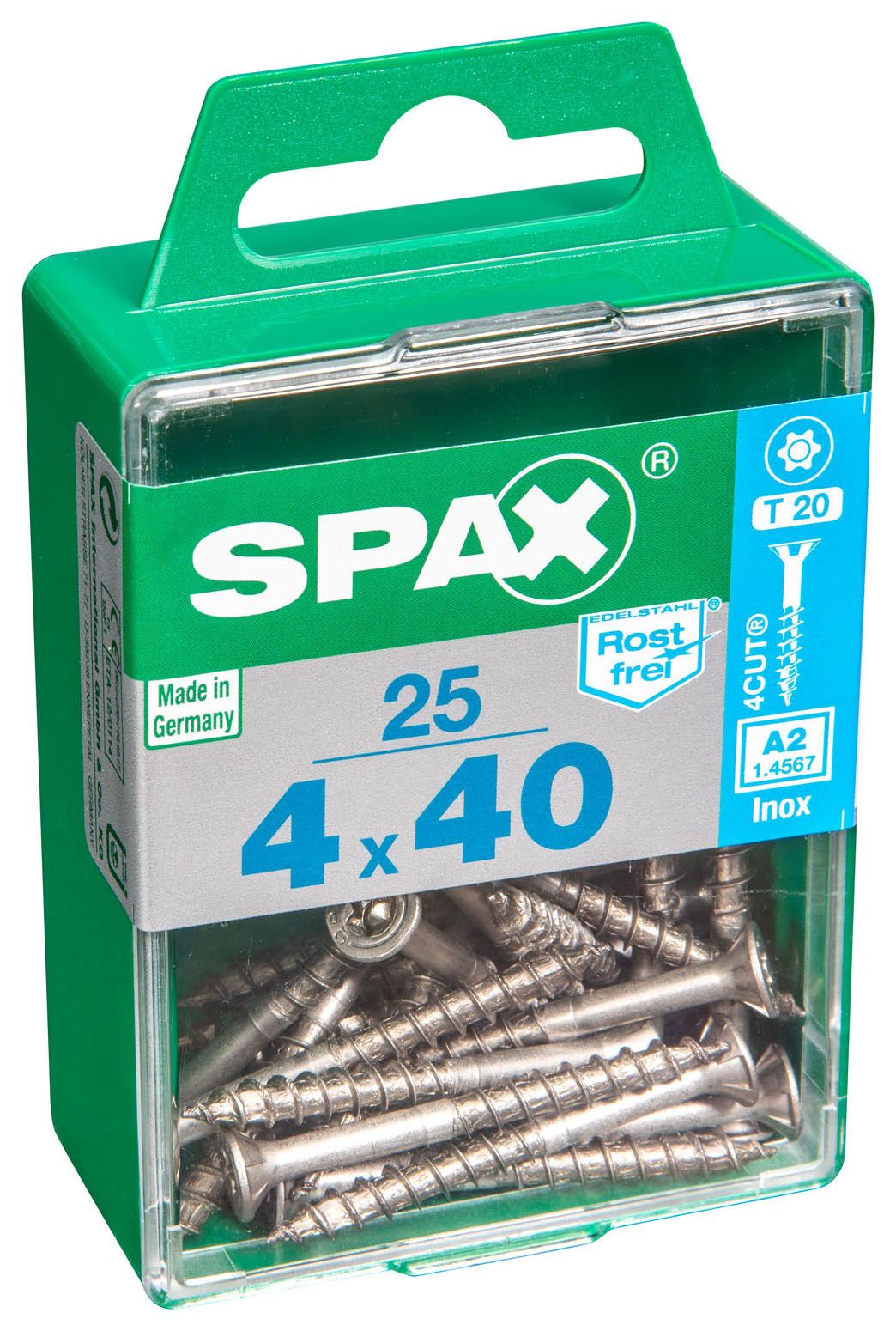 Image of Spax TX Countersunk Stainless Steel Screws - 4 x 40mm Pack of 25