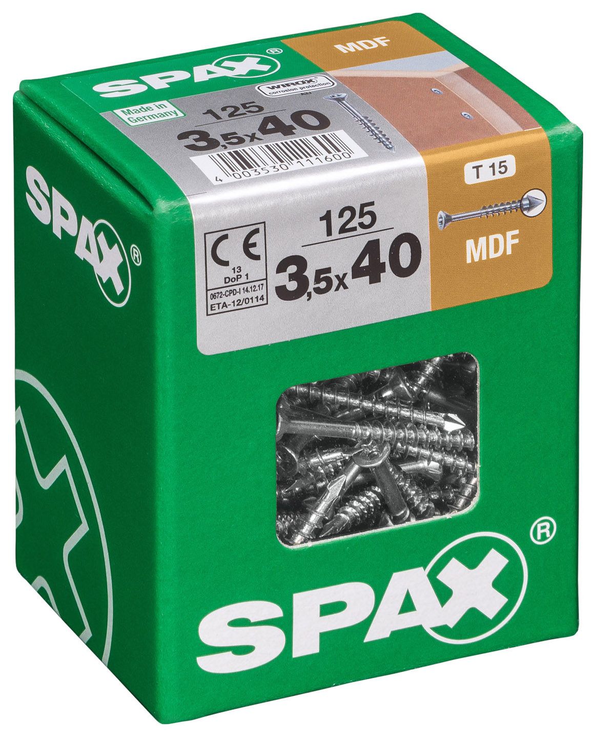 Image of Spax Tx Countersunk Blue Zinc Mdf Screws - 3.5 X 40mm Pack Of 125