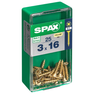Spax Pz Countersunk Zinc Yellow Screws - 3 X 16mm Pack Of 25