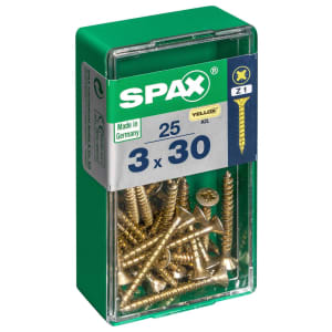 Spax PZ Countersunk Zinc Yellow Screws - 3 x 30mm Pack of 25