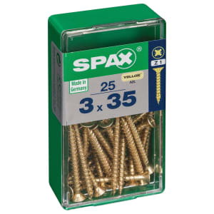 Spax PZ Countersunk Zinc Yellow Screws - 3 x 35mm Pack of 25