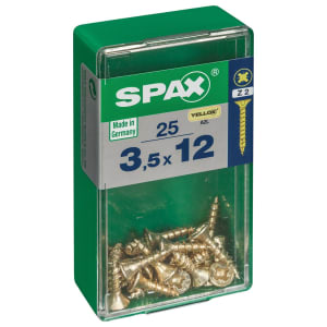 Spax PZ Countersunk Zinc Yellow Screws - 3.5 x 12mm Pack of 25