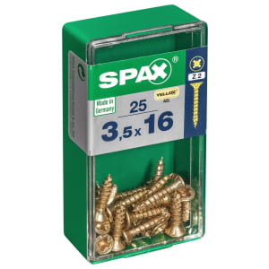 Spax Pz Countersunk Zinc Yellow Screws - 3.5 X 16mm Pack Of 25