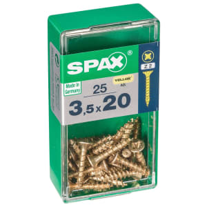 Spax PZ Countersunk Zinc Yellow Screws - 3.5 x 20mm Pack of 25