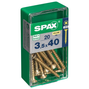 Spax Pz Countersunk Zinc Yellow Screws - 3.5 X 40mm Pack Of 20