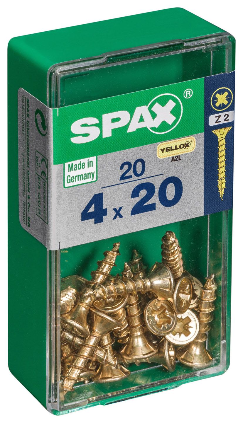 Spax PZ Countersunk Zinc Yellow Screws - 4 x 20mm Pack of 20