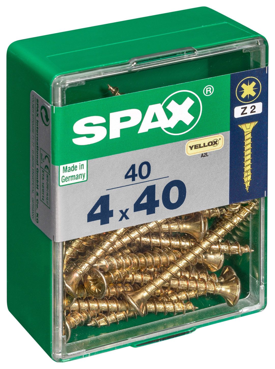 Image of Spax PZ Countersunk Zinc Yellow Screws - 4 x 40mm Pack of 40