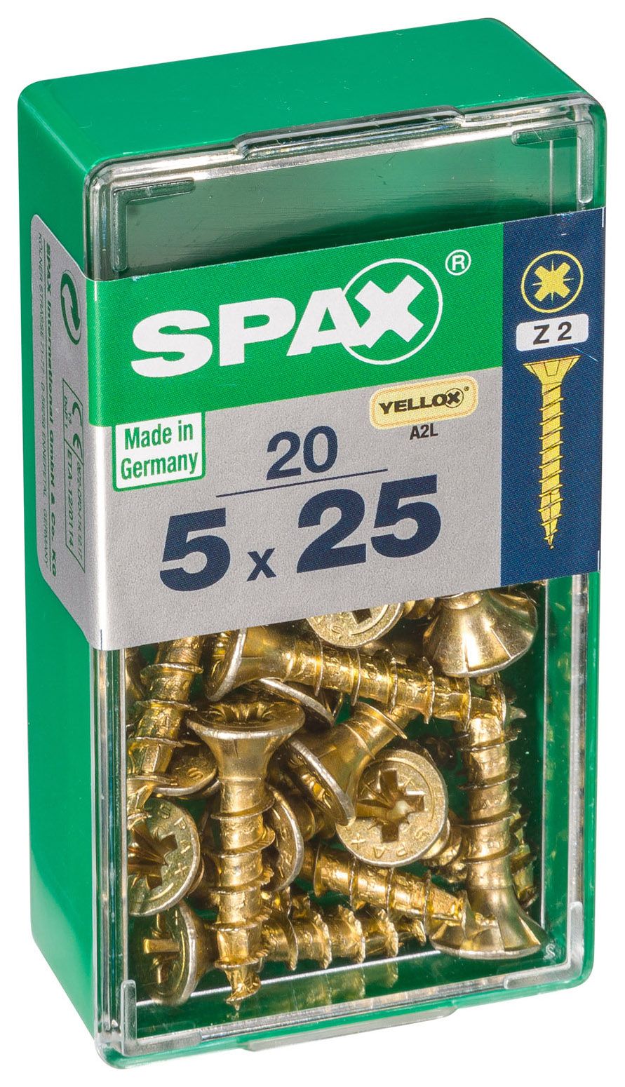 Image of Spax Pz Countersunk Zinc Yellow Screws - 5 X 25mm Pack Of 20