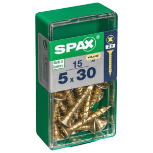 Spax PZ Countersunk Zinc Yellow Screws - 5 x 30mm Pack of 15