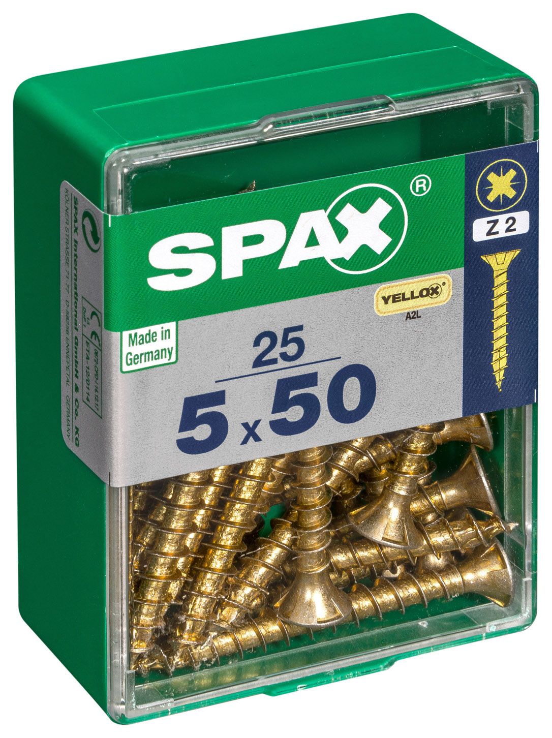 Image of Spax PZ Countersunk Zinc Yellow Screws - 5 x 50mm Pack of 25