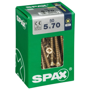 Spax PZ Countersunk Zinc Yellow Screws - 5 x 70mm Pack of 50
