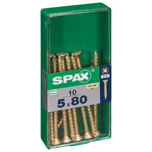 Spax PZ Countersunk Zinc Yellow Screws - 5 x 80mm Pack of 10
