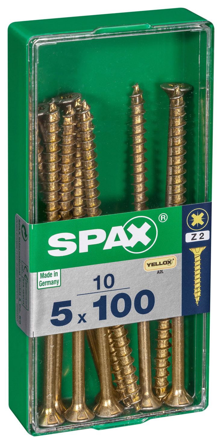 Image of Spax PZ Countersunk Zinc Yellow Screws - 5 x 100mm Pack of 10