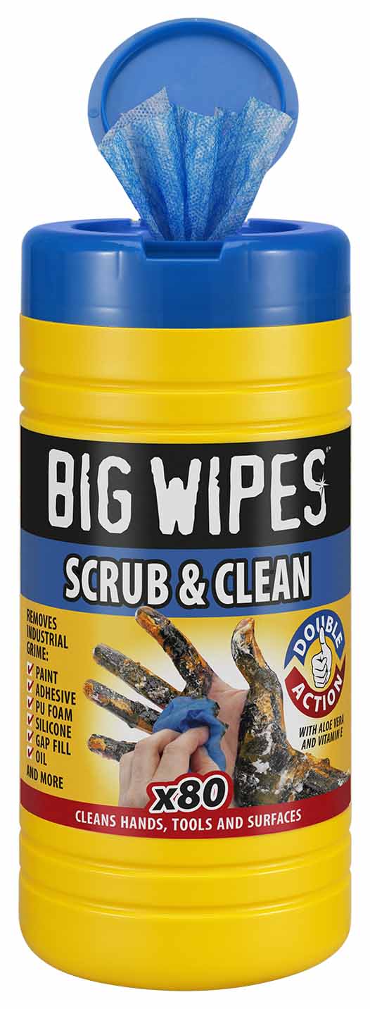 Image of Big Wipes Heavy-Duty Antiviral Scrub & Clean Wipes tub of 80
