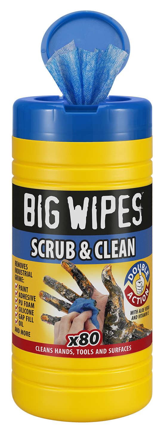 Image of Big Wipes Heavy-Duty Antiviral Scrub & Clean Wipes tub of 80