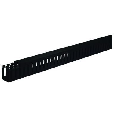 Image of TTE Black Self-Adhesive Slotted Trunking - 38 x 25 x 2000mm