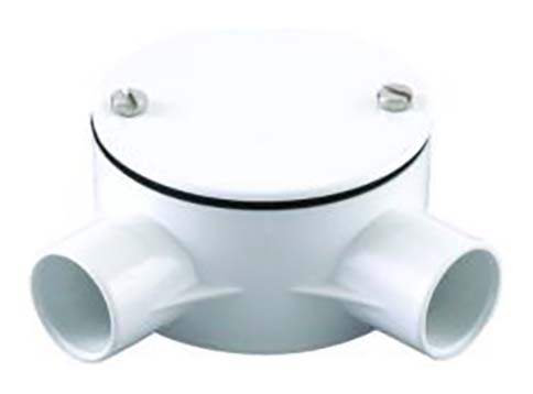 Image of TTE White 2 Way Conduit Angle Box - 20mm