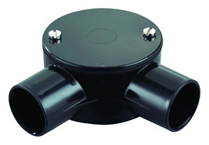 Image of TTE Black 2 Way Conduit Angle Box - 25mm