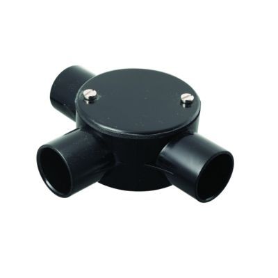 TTE Black 3 Way Conduit Tee Box - 25mm