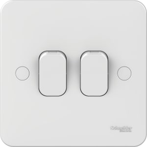 Lisse 2 Gang 2 Way Light Switch - White
