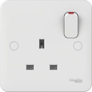 Lisse 1 Gang 13A Double Pole Switched Socket - White