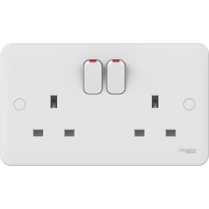 Lisse 2 Gang 13A Switched Socket - White