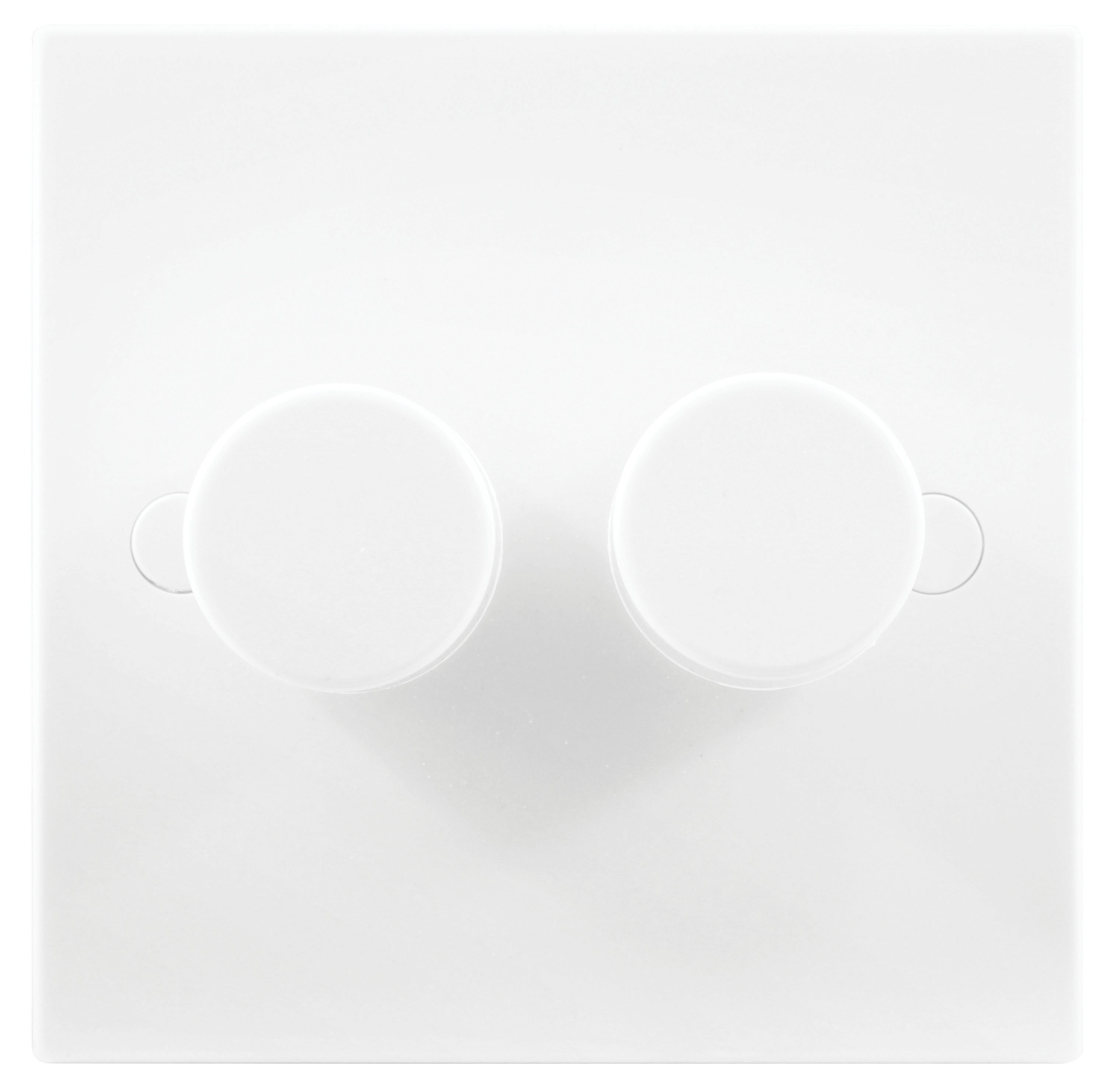 Image of Wickes Push Dimmer Switch 2 Gang 2 Way 250W Square Edge - White