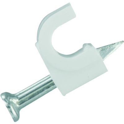 Image of Deta White Round Cable Clips - 5-7mm - Pack of 50
