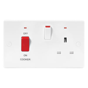 Wickes 45 Amp Cooker Control with Neon Slimline - White