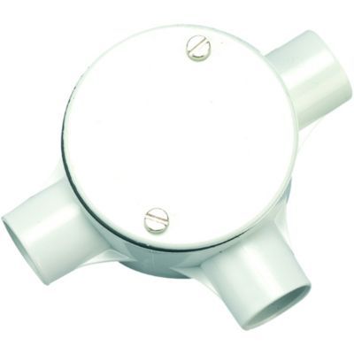 Image of TTE White 3 Way Conduit Tee Box - 20mm