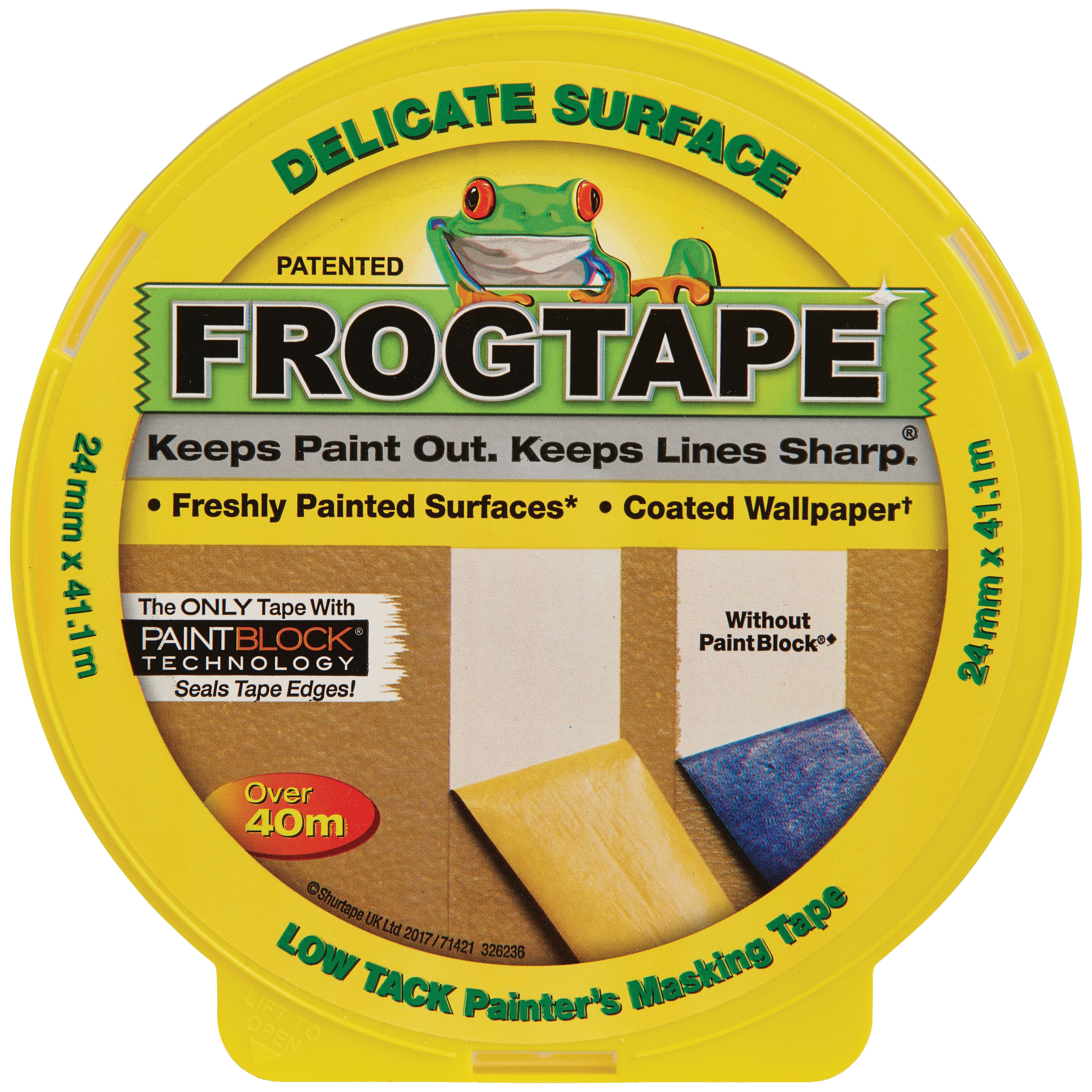 FrogTape Delicate Surface Yellow Masking Tape 24mm x 41m Wickes.co.uk