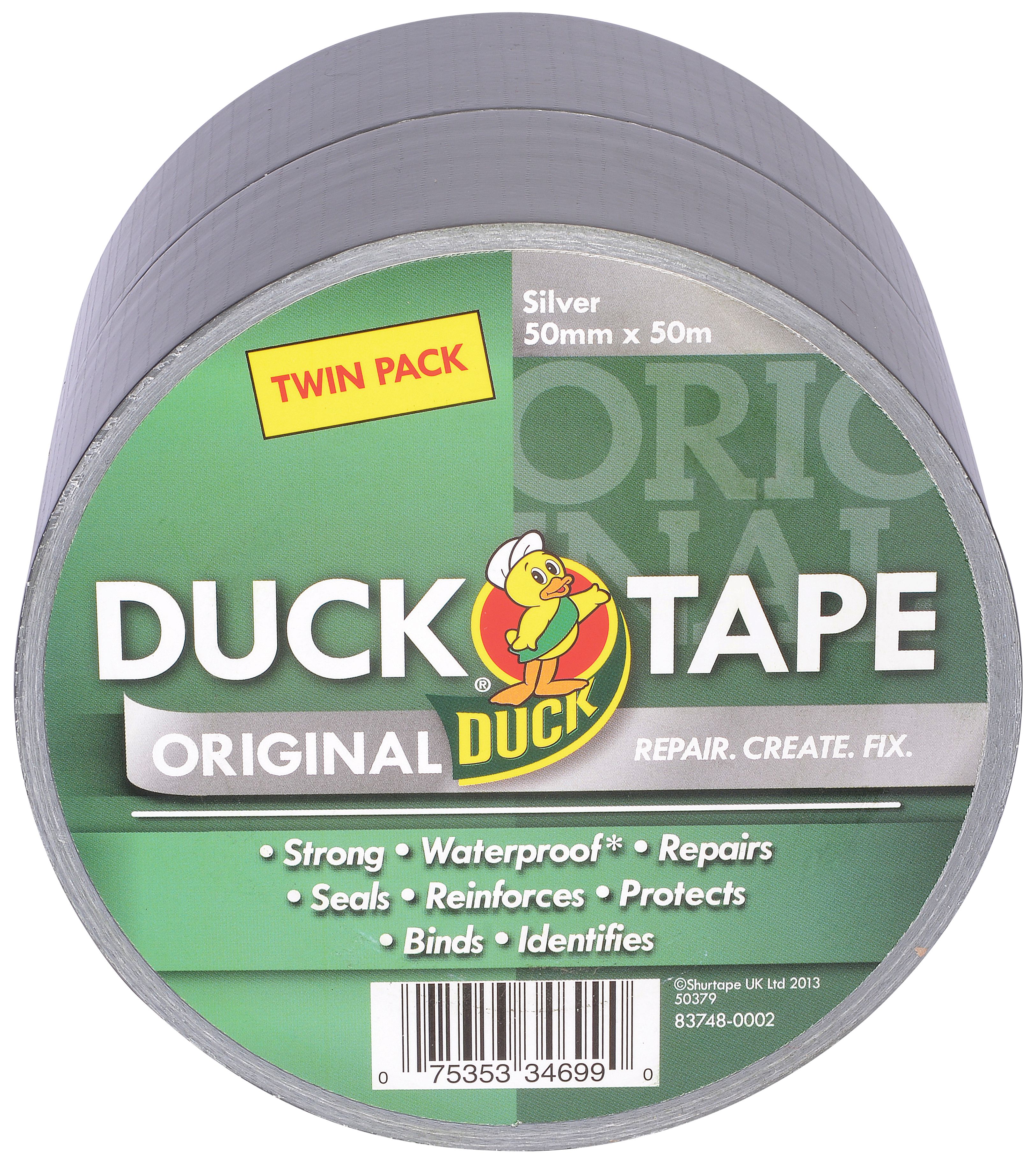 Duck Tape Original Silver 50mm x 25m Twin Pack